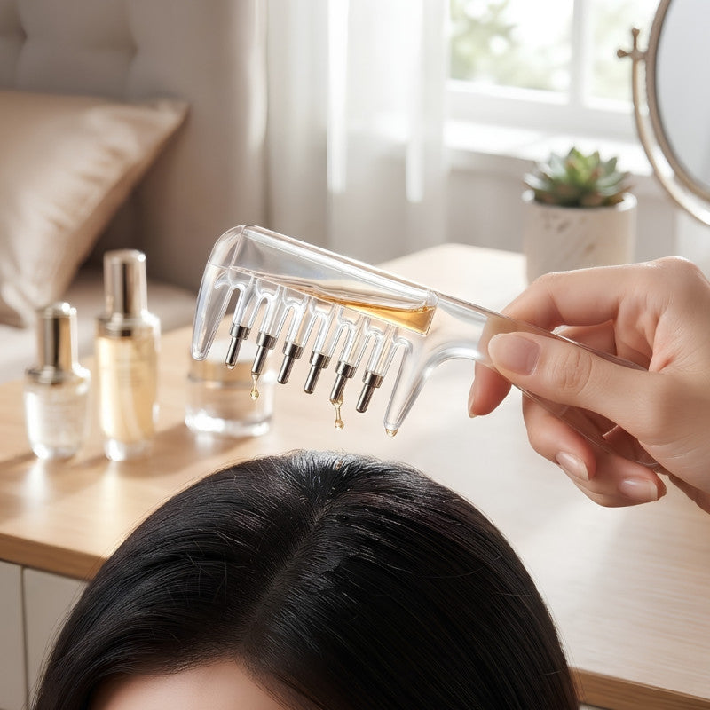 Scalp Refillable Hair Serum Oil Dispensing Massage Comb 1 free
