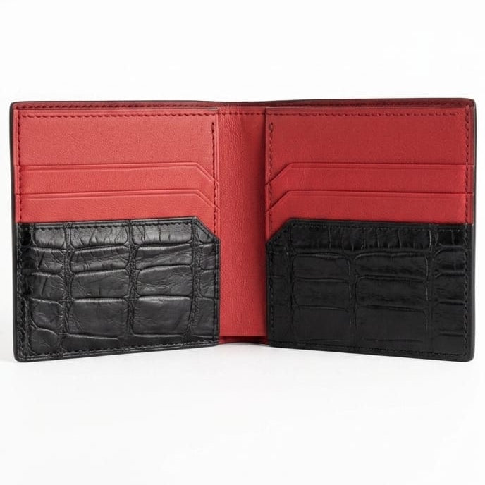 Men Wallet Crocodile Pattern Calfskin from Italy (RFID Blocking)