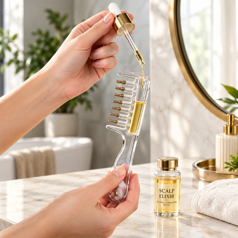 Scalp Refillable Hair Serum Oil Dispensing Massage Comb 1 free